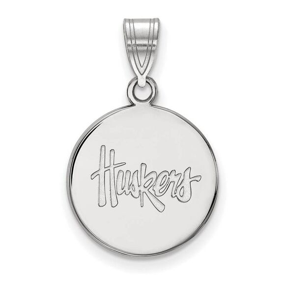 10k White Gold U. of Nebraska Medium 'Huskers' Disc Pendant